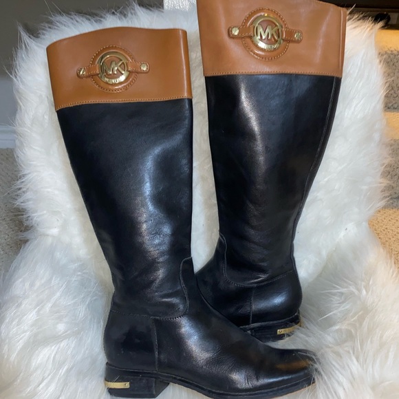 MICHEAL KORS black and brown riding boots - Picture 1 of 9